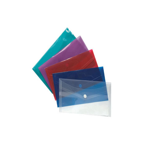 Envelope Plástico A4 com botão Pack 12 - sortido