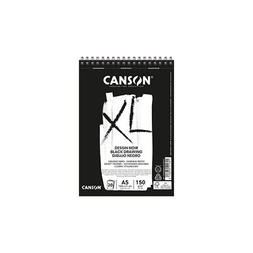 Bloco Espiralado Canson XL Dessin Noir A5 150g 20F