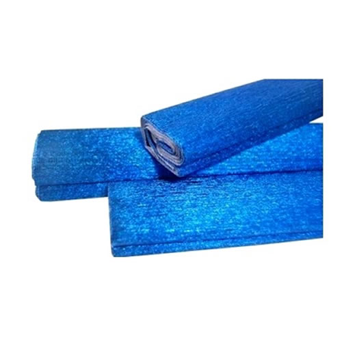 Papel Crepe 50x150cm Rolo Azul Metalizado