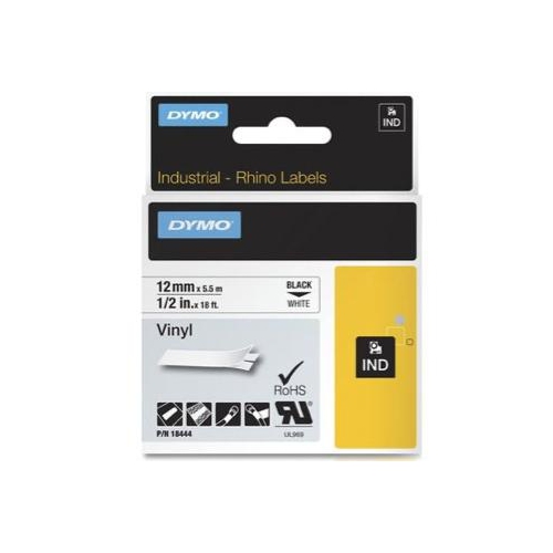Fita Dymo Vinil Preto/Branco 12mm x 5.5m