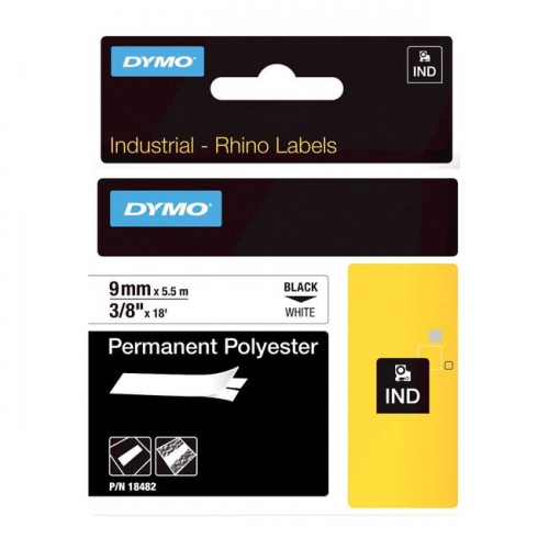 Fita Dymo Vinil Preto/Branco 9mm x 5.5m