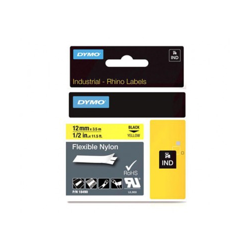 Fita Dymo Nylon Preto/Amarelo 12mm x 3.5m