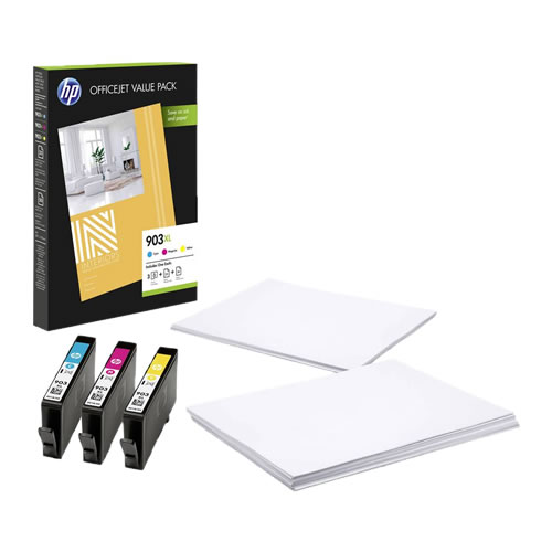 Pack Original HP 903 XL cores + 75 folhas