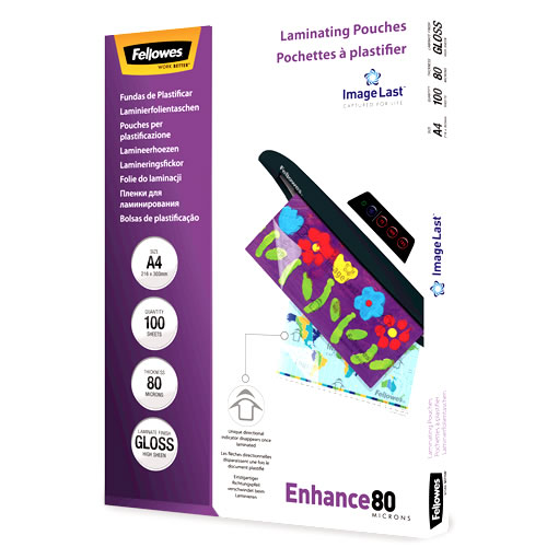 Bolsas de Plastificar Fellowes Brilho A4 80m 100u