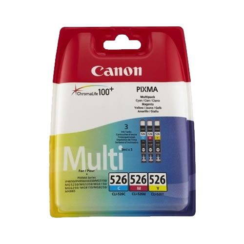 Pack Tinteiros Orig. Canon CLI-526 Ciano/Mag./Ama.