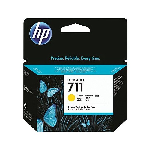Tinteiro Original HP 711 Amarelo Pack 3