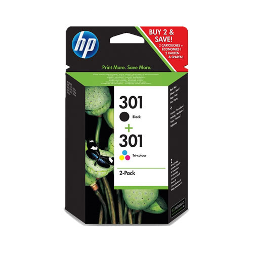 Pack Tinteiro Original HP 301 preto + cores