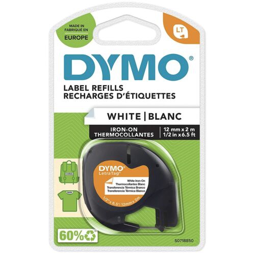 Fita Dymo para tecidos 18769 12mm x 2m Branco