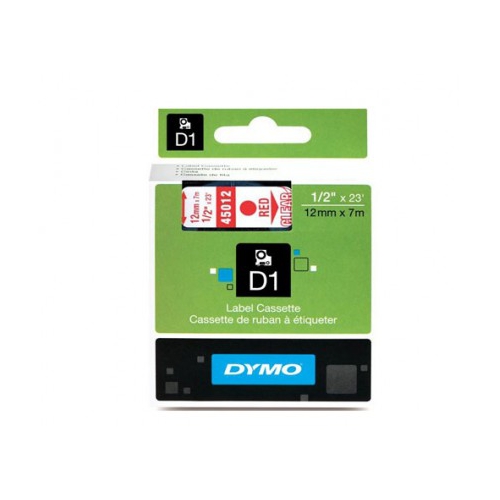 Fita Dymo D1 45012 12mmx7m Vermelho/Transparente