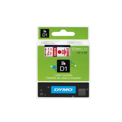 Fita Dymo D1 45015 12mmx7m Vermelho/Branco