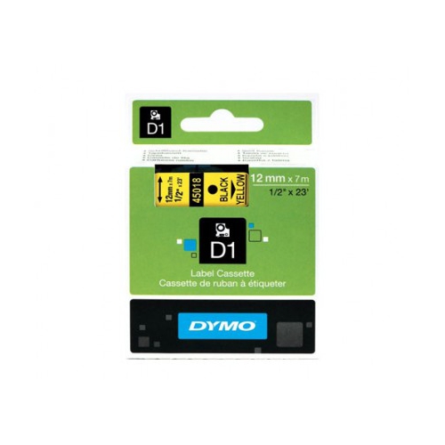 Fita Dymo D1 45018 12mmx7m Preto/Amarelo