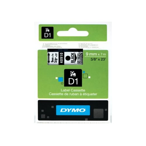Fita Dymo D1 40910 9mmx7m Preto/Transparente