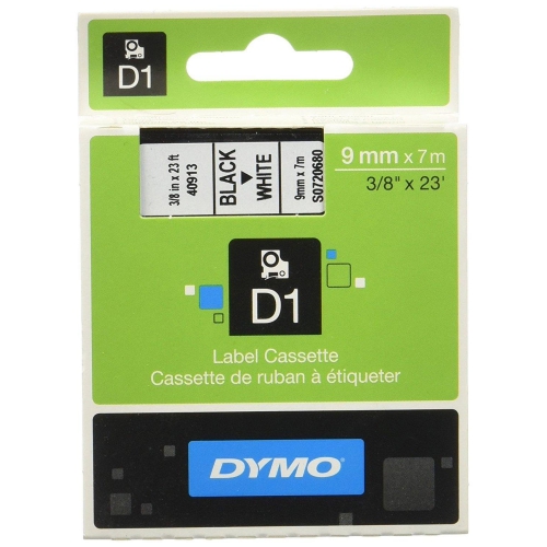 Fita Dymo D1 41913 9mmx7m Preto/Branco