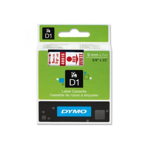 Fita Dymo D1 40915 9mmx7m Vermelho/Branco