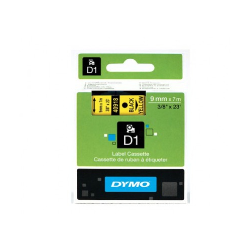 Fita Dymo D1 40918 9mmx7m Preto/Amarelo