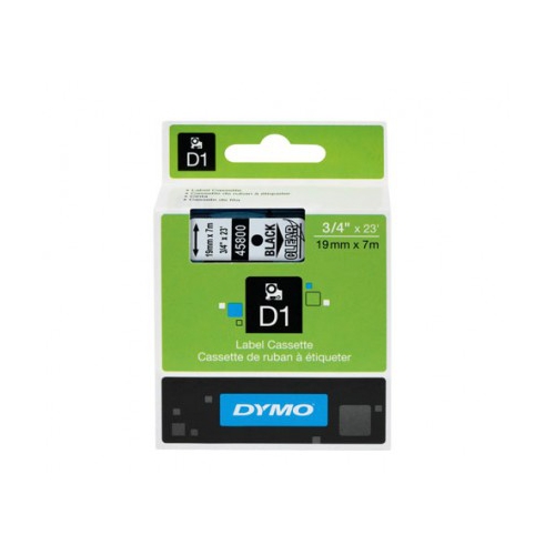 Fita Dymo D1 45800 19mmx7m Preto/Transparente