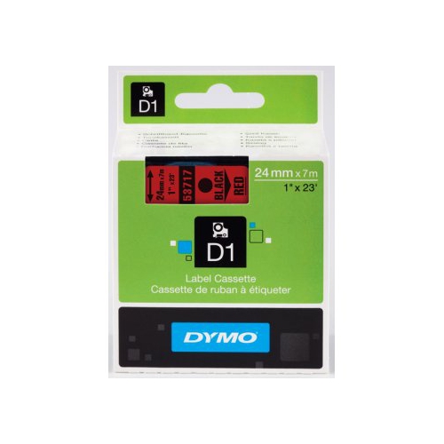 Fita Dymo D1 53717 24mmx7m Preto/Vermelho