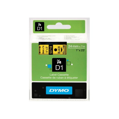 Fita Dymo D1 53718 24mmx7m Preto/Amarelo