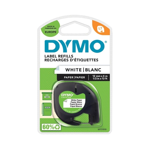 Fita Dymo 91200 12mmx4m Preto/Branco