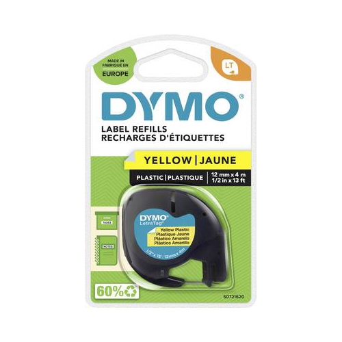 Fita Dymo 91202 12mmx4m Preto/Amarelo
