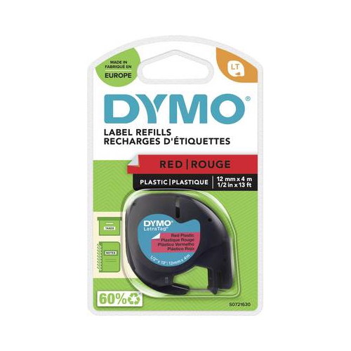 Fita Dymo 91203 12mmx4m Preto/Vermelho