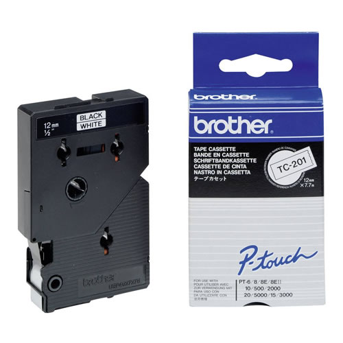 Fita Gravação Orig. Brother 12mmx7mts Branc/Preto