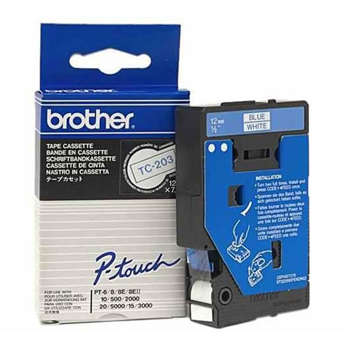 Fita Gravação Orig. Brother 12mm Branco/Ciano