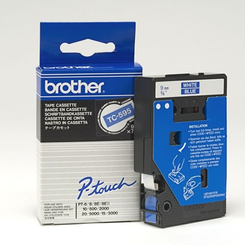 Fita Grav. Orig. Brother 9mm Azul/Branco