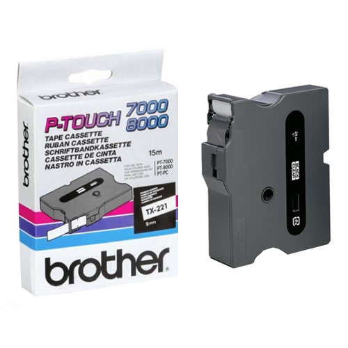 Fita Grav. Orig. Brother 9mmx15mts Branco/Preto