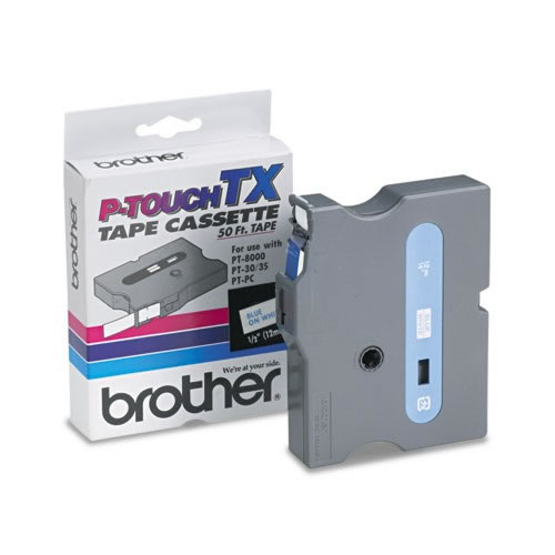 Fita Grav. Orig. Brother 18mm Branco/Ciano