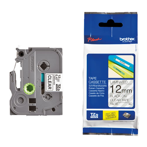 Fita Grav. Orig. Brother 12mmx8mts Transp./Preto