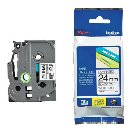 Fita Grav. Orig. Brother 24mmx8mts Branco/Preto