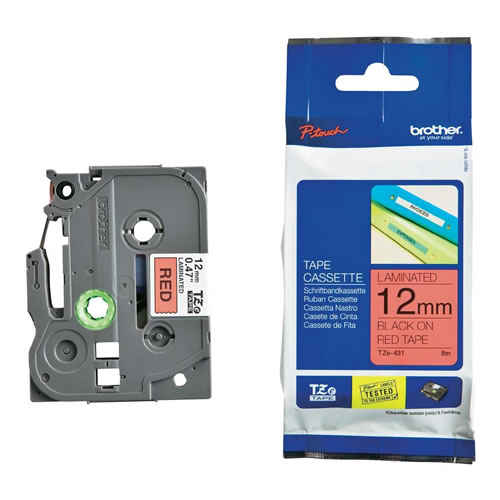 Fita Grav. Orig. Brother 12mmx8mts Vermelho/Preto