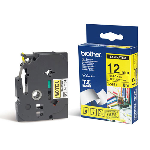 Fita Compatível Brother TZe-631 12mmx8mts Amarelo/Preto