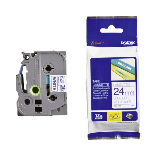 Fita Original Brother TZe253 Azul/Branco 24mm
