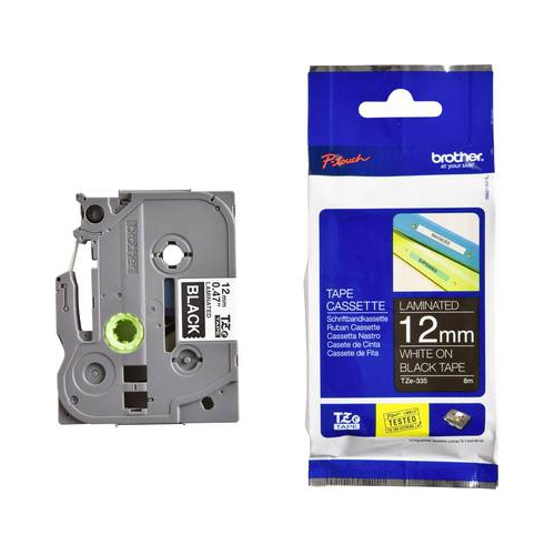 Fita Original Brother TZe335 Branco/Preto 12mm