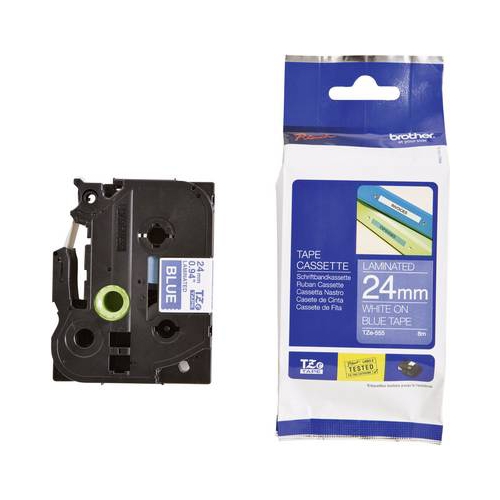 Fita Original Brother TZE555 Branco/Azul 24mm