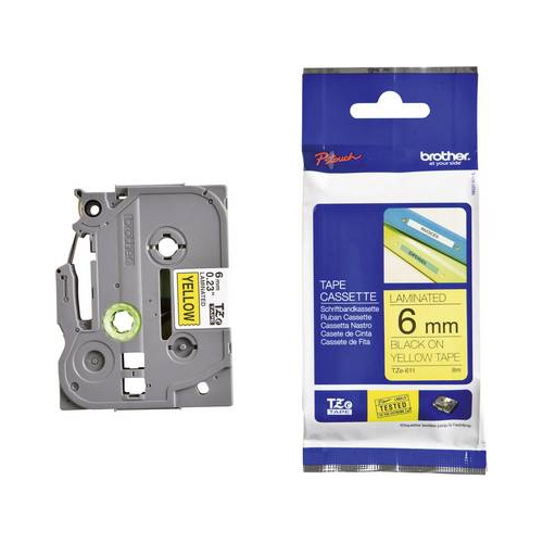 Fita Original Brother TZE611 Preto/Amarelo 6mm