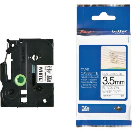 Fita Original Brother TZeN201 Preto/Branco 3.5mm