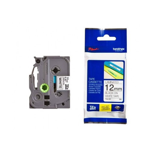 Fita Original Brother TZeN231 Branco/Preto 12mm