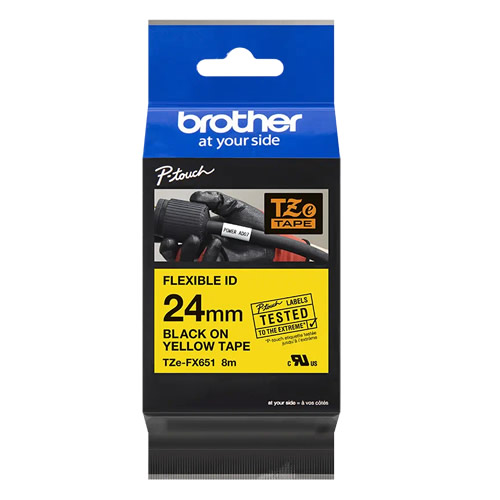 Fita Original Brother TZeFX651 Preto/Amarelo 24mm