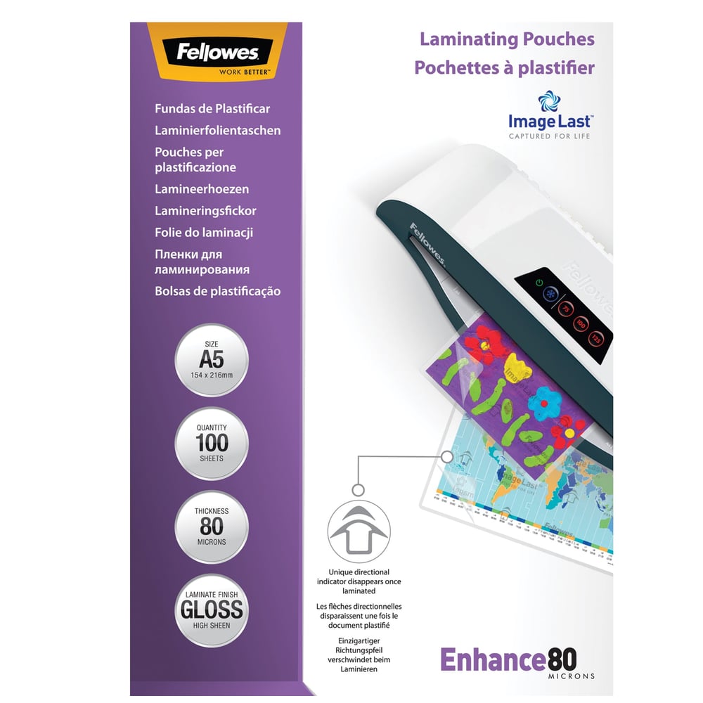 Bolsas de Plastificação Fellowes ImageLast A5 80 microns - 100 unidades